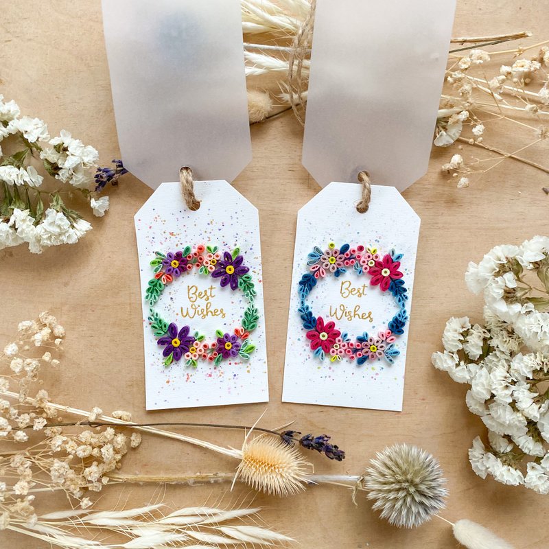 一组 - 两张手工礼物标签 - Best Wishes - 卡片/明信片 - 纸 