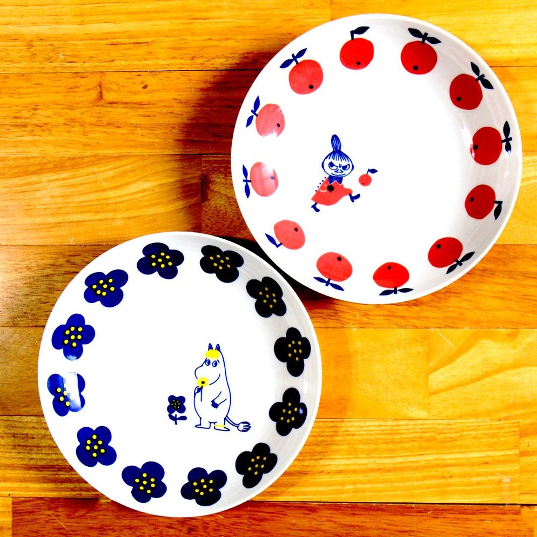 毕业礼物MOOMIN噜噜米-菓子项链系列2入深盘(小不点&amp;可儿) - 盘子/餐盘/盘架 - 陶 多色