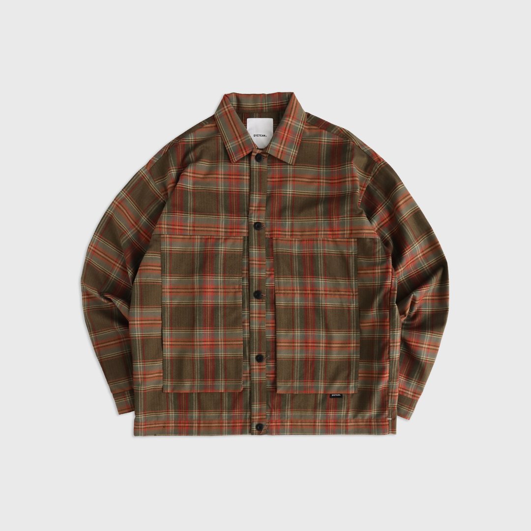 DYCTEAM - Patch pocket check Jacket (orange) - 男装衬衫 - 其他材质 橘色