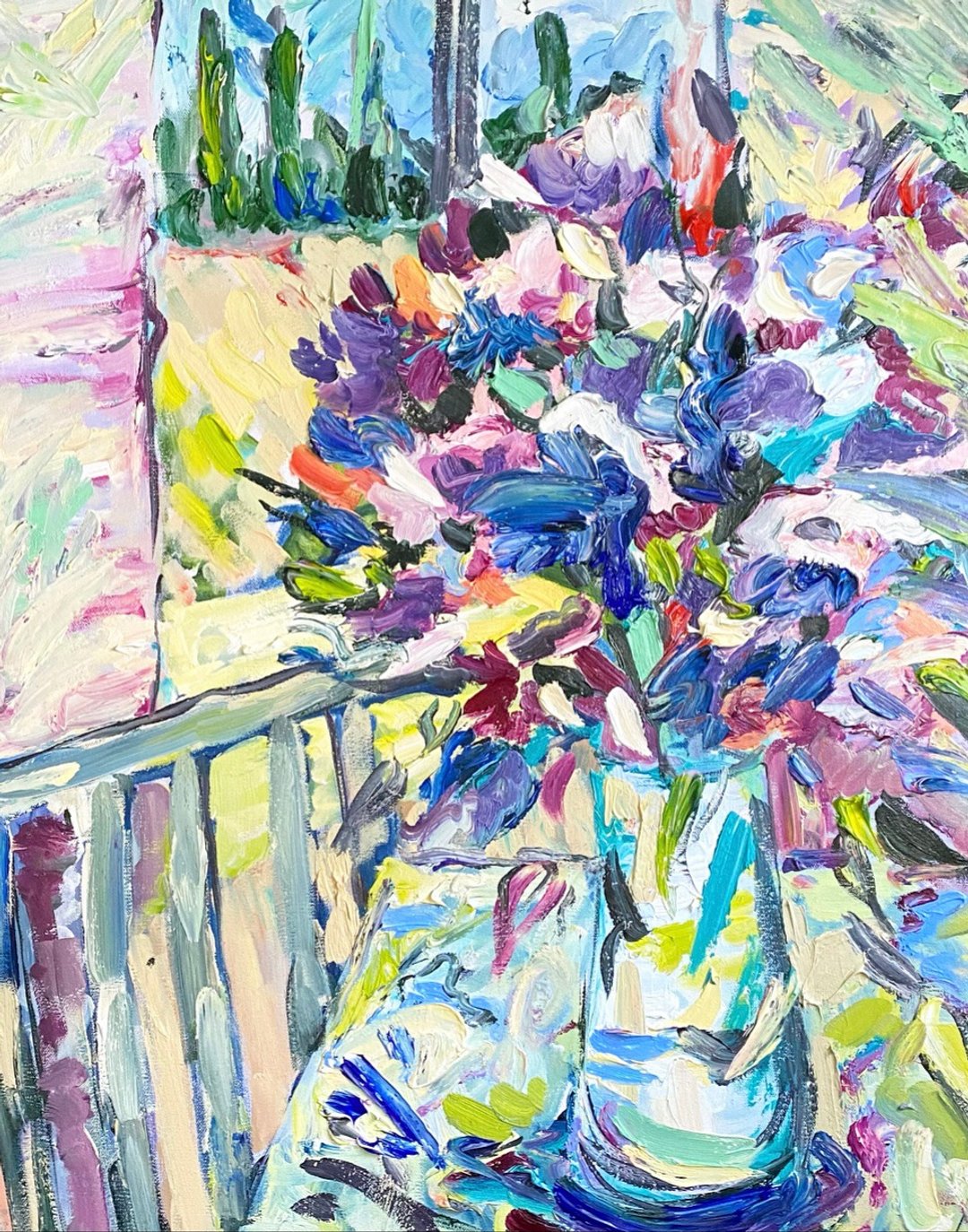 普罗旺斯静物画窗景鸢尾花墙壁装饰艺术印象派野兽派马蒂斯 - 墙贴/壁贴 - 其他材质 紫色