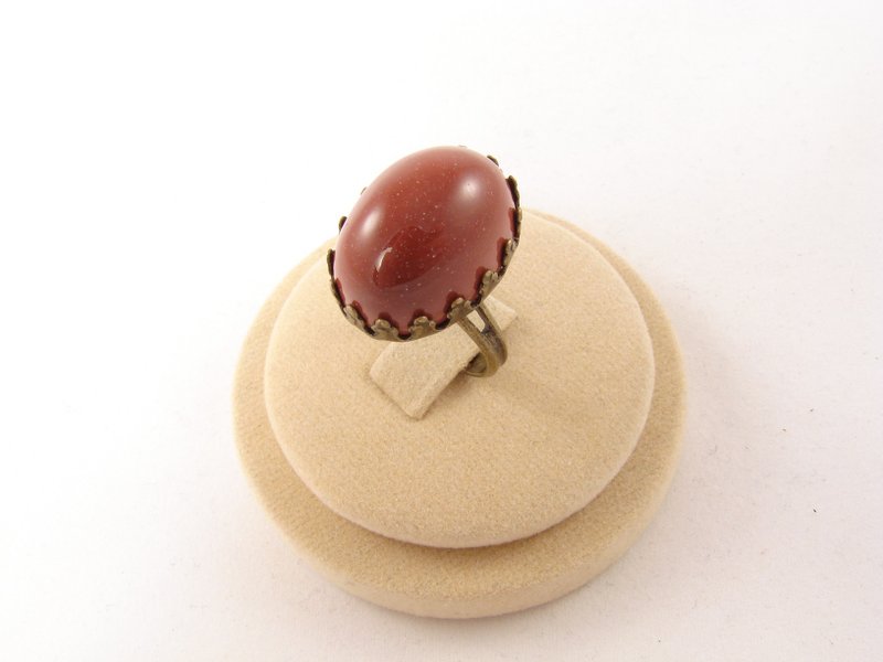 樱桃红慕卡石（Mookaite Jasper）可调式戒指 ｜ 醒目大宝石饰品 ｜ 椭圆酒红玛萨拉（Marsala Burgundy）宝石 ｜ 免尺寸戒指 - 戒指 - 半宝石 红色