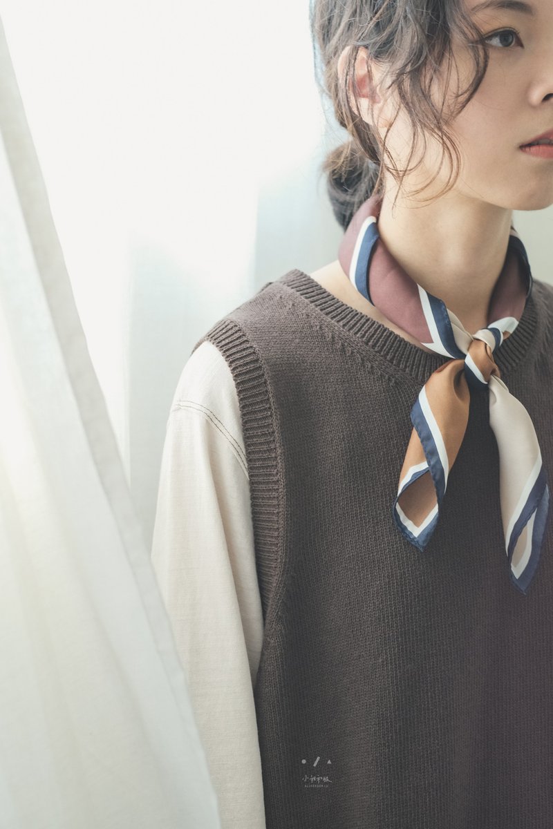 沼泽大色块丝质领巾 - 2色 - 领结/领巾 - 其他人造纤维 咖啡色