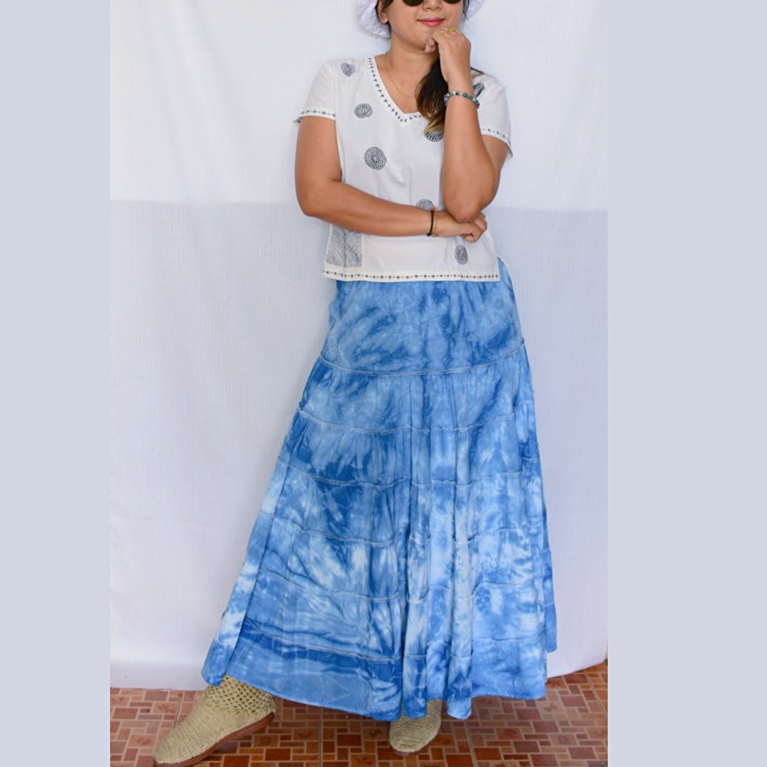Indigo Long Skirt Cotton 100% - HOMRAK - 裙子 - 棉 