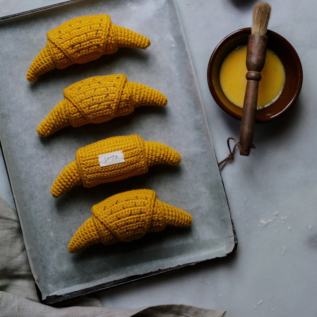 纯棉手织牛角面包Croissant - 玩具/玩偶 - 棉 