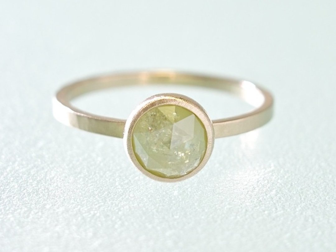 Japan Quality | 1.12 c Natural Diamond Stacking Ring Lime 14 K RG - 戒指 - 其他金属 金色