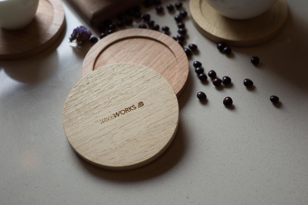 PWW Signature Round Coaster - 杯垫 - 木头 咖啡色