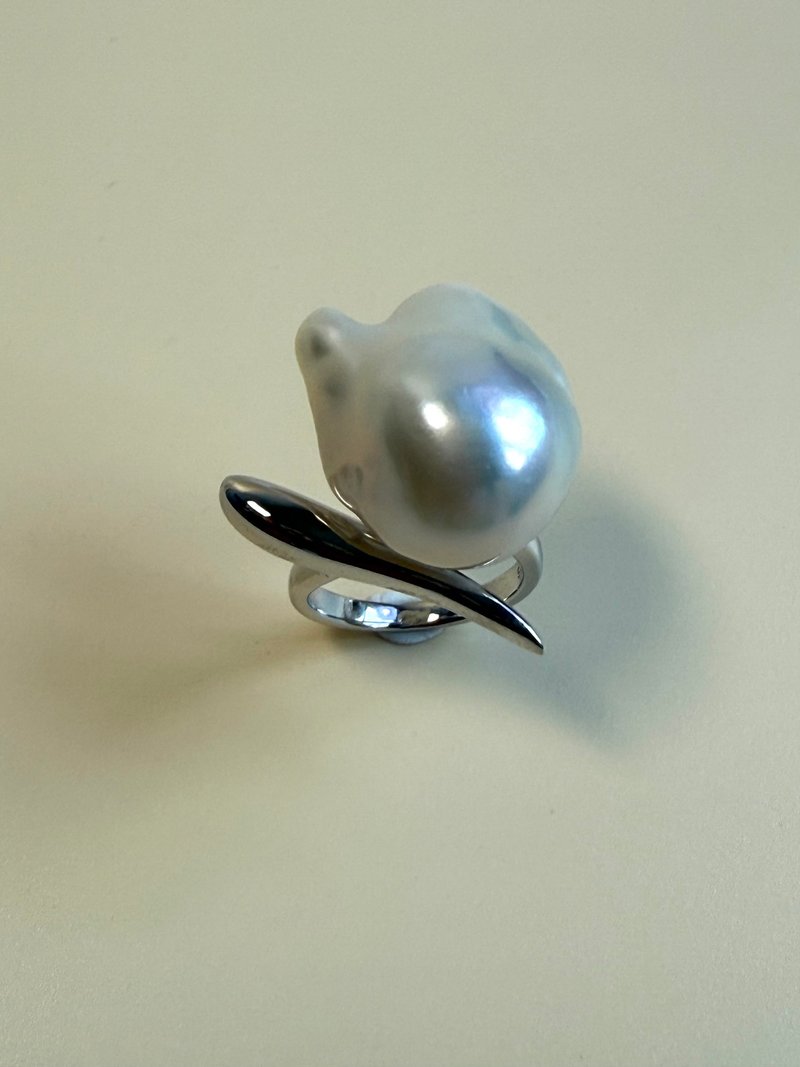 银华绽放 巴洛克淡水珍珠戒指 - 戒指 - 珍珠 白色