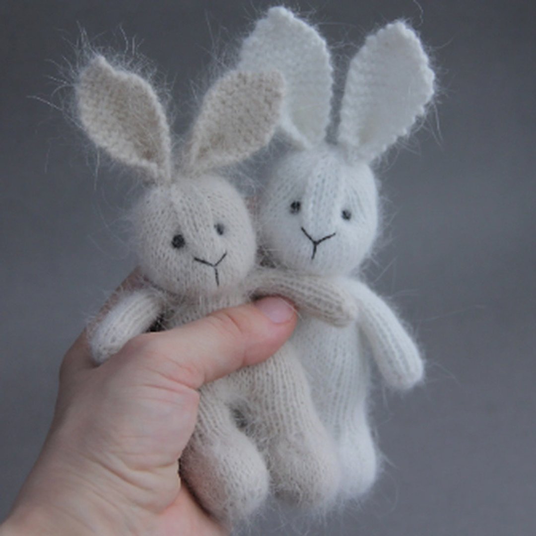 baby plush white bunny toy, newborn prop knit rabbit toys, stuffed animal easter - 玩具/玩偶 - 羊毛 白色