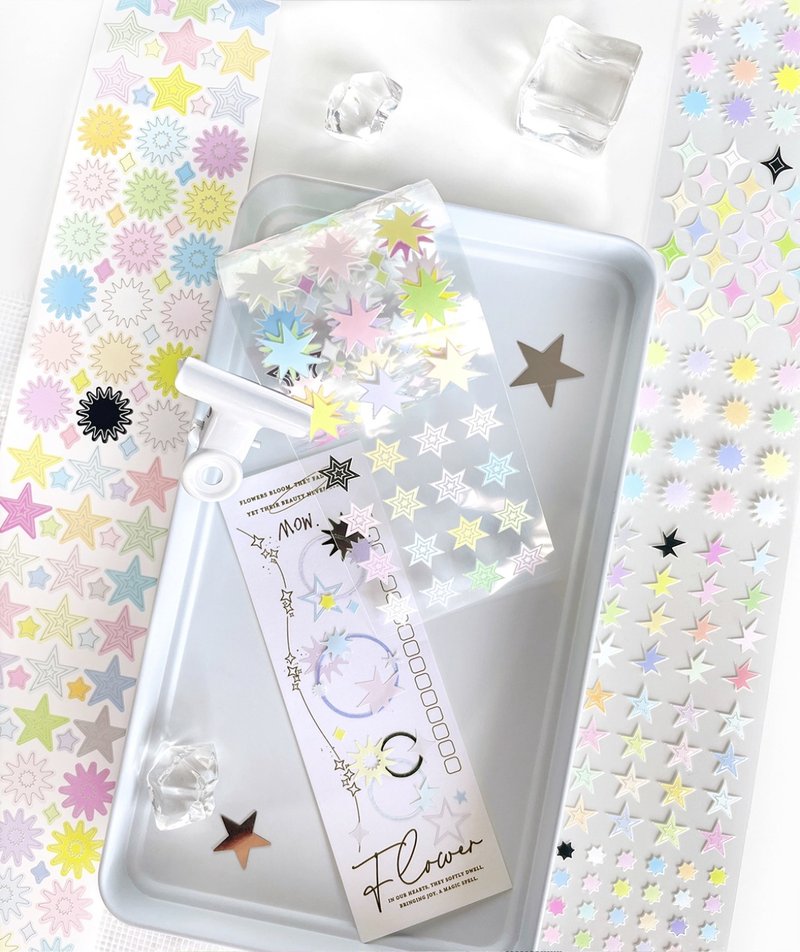 閃閃星星 糖果色 雰囲気デコ PET 閃砂 紙膠帶 (kiss-cut) - 纸胶带 - 其他材质 多色