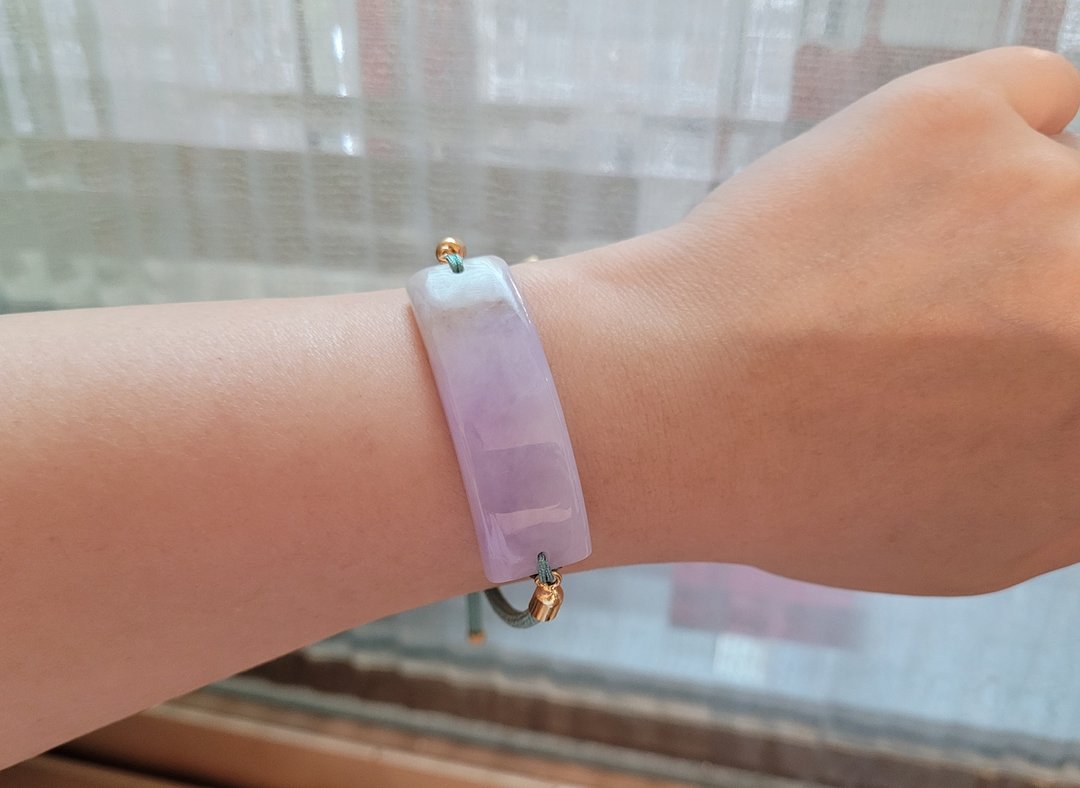 【亲翠】天然翡翠 粉蓝紫金渐层Tiffany手环 生日礼物 - 手链/手环 - 玉石 紫色