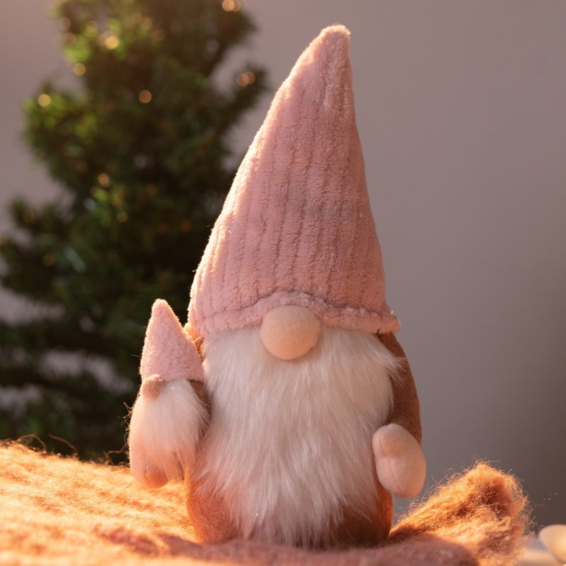 Pink & Mini Pink Gnome地精Decor|圣诞节|摆饰|礼物|24小时出货 - 摆饰 - 棉．麻 粉红色