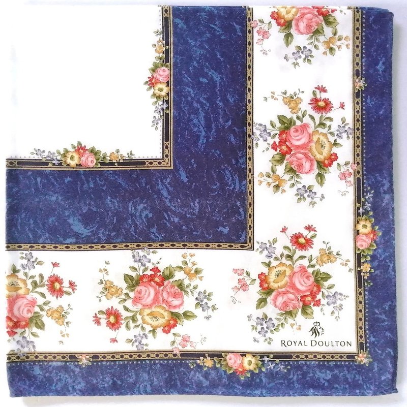 Royal Doulton 复古手帕 花卉蓝色 20.5 x 20.5 英寸 - 手帕/方巾 - 棉．麻 蓝色
