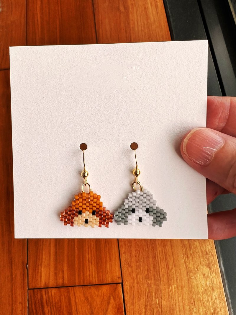 贵妇犬米珠编织耳环 l 纯银925耳鈎 可改耳针 - 耳环/耳夹 - 其他材质 多色