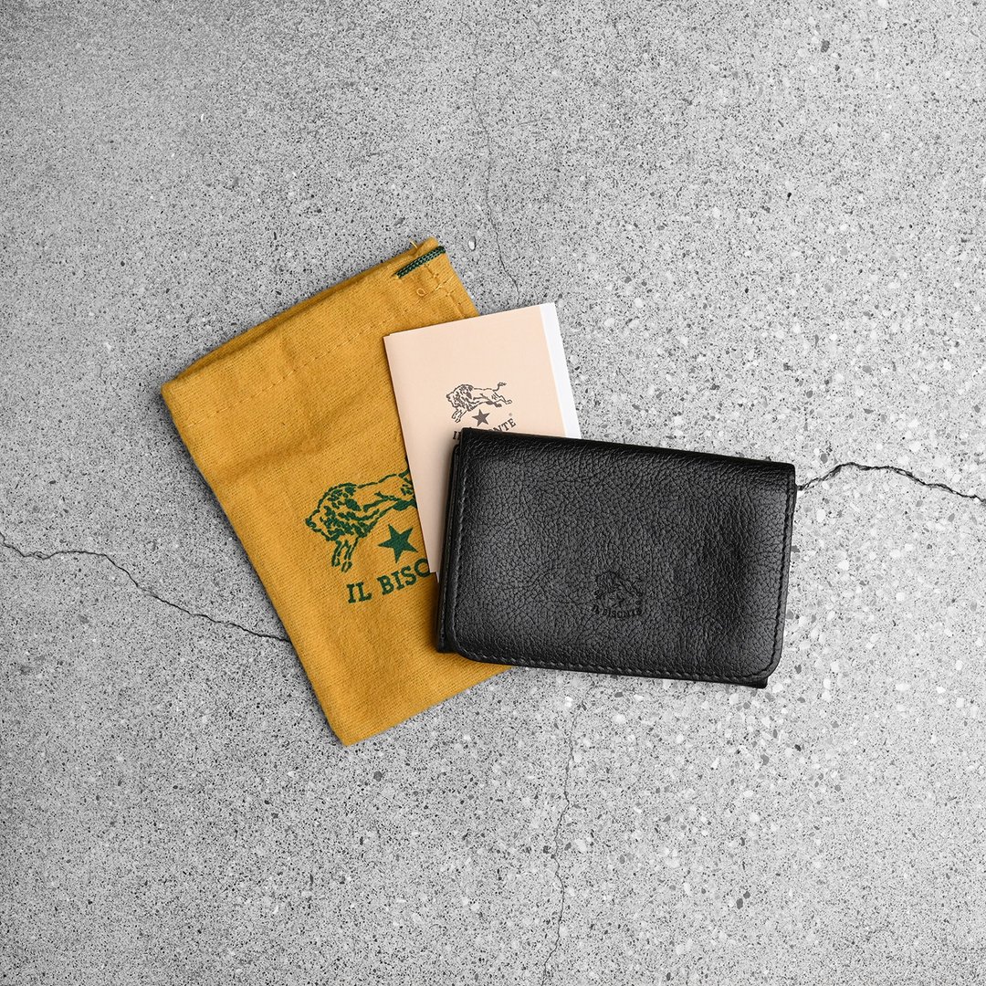 IL BISONTE 古董名片卡夹 / Vintage IL BISONTE - 皮夹/钱包 - 真皮 黑色