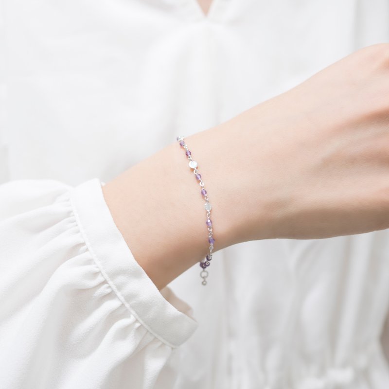 Amethyst Bracelet 紫晶银片手链 - 手链/手环 - 纯银 