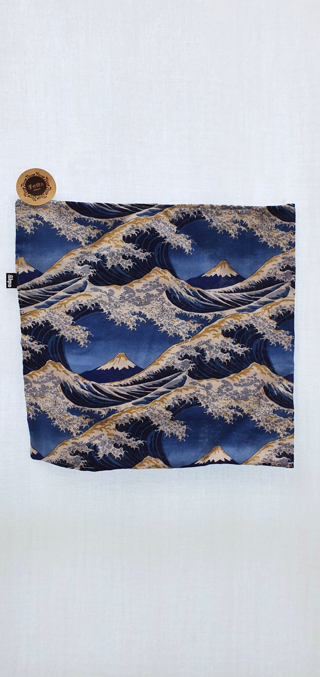 青海波-蓝-纯棉纱布手帕28×28cm - 手帕/方巾 - 棉 蓝色