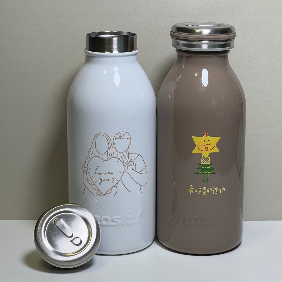 【定制保温瓶】牛奶瓶造型mosh!保温瓶/两色可选/350ml - 保温瓶/保温杯 - 其他金属 白色