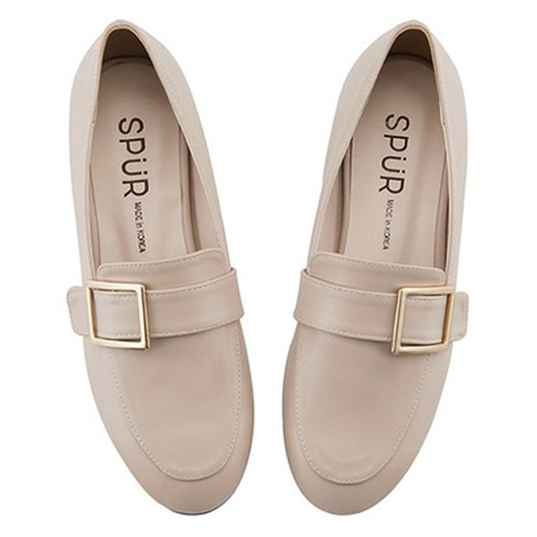 SPUR 经典扣平底鞋 MS7016 BEIGE - 女款休闲鞋 - 人造皮革 