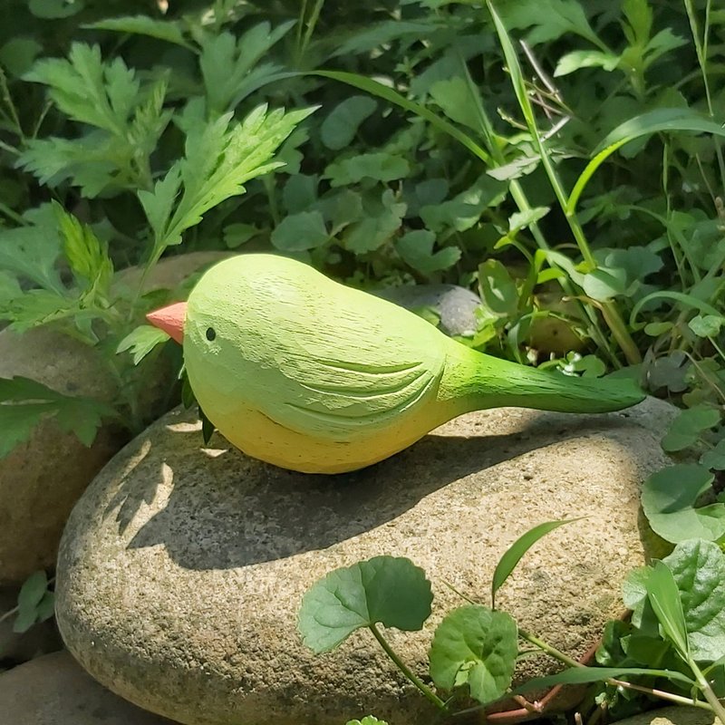 绣眼鸟 木雕(无现货/需订购) - 玩偶/公仔 - 木头 绿色