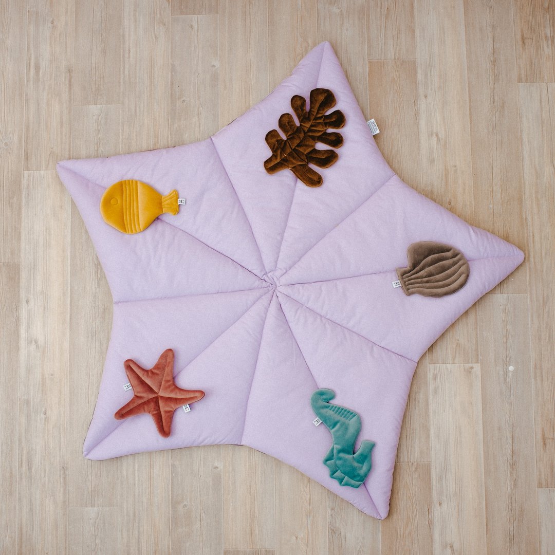 Baby imaginative play mat with velvet toys - padded playing mat - 爬行垫/游戏垫 - 棉 紫色