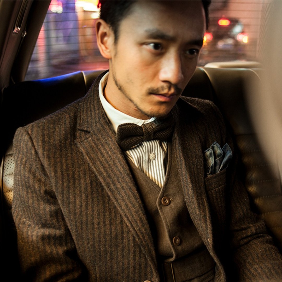 SOARIN羊毛修身保暖条纹休闲西装外套(83XZ41) - 男装西装外套 - 羊毛 咖啡色