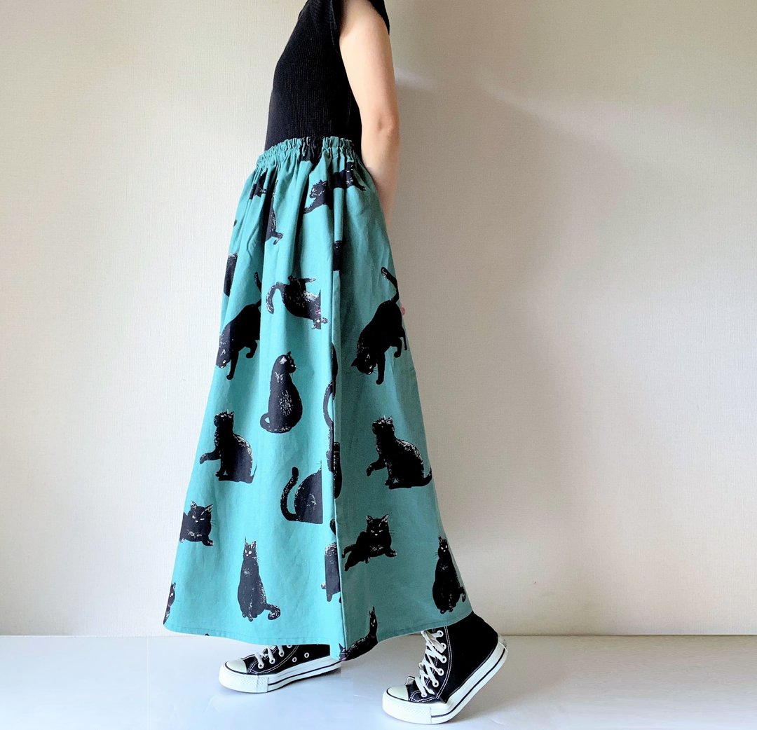 Resize order　blackcats　skirt　green - 裙子 - 棉 绿色