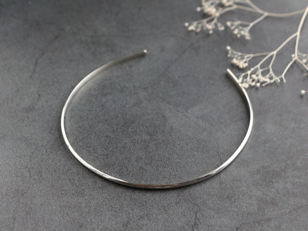 SV935(Argentium)-plane choker - 项链 - 其他金属 银色