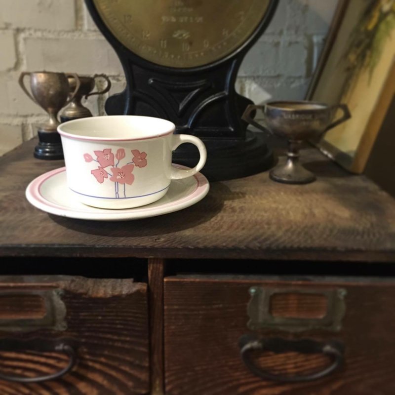 英国制 Staffordshire复古粉色系茶杯组 - 茶具/茶杯 - 瓷 