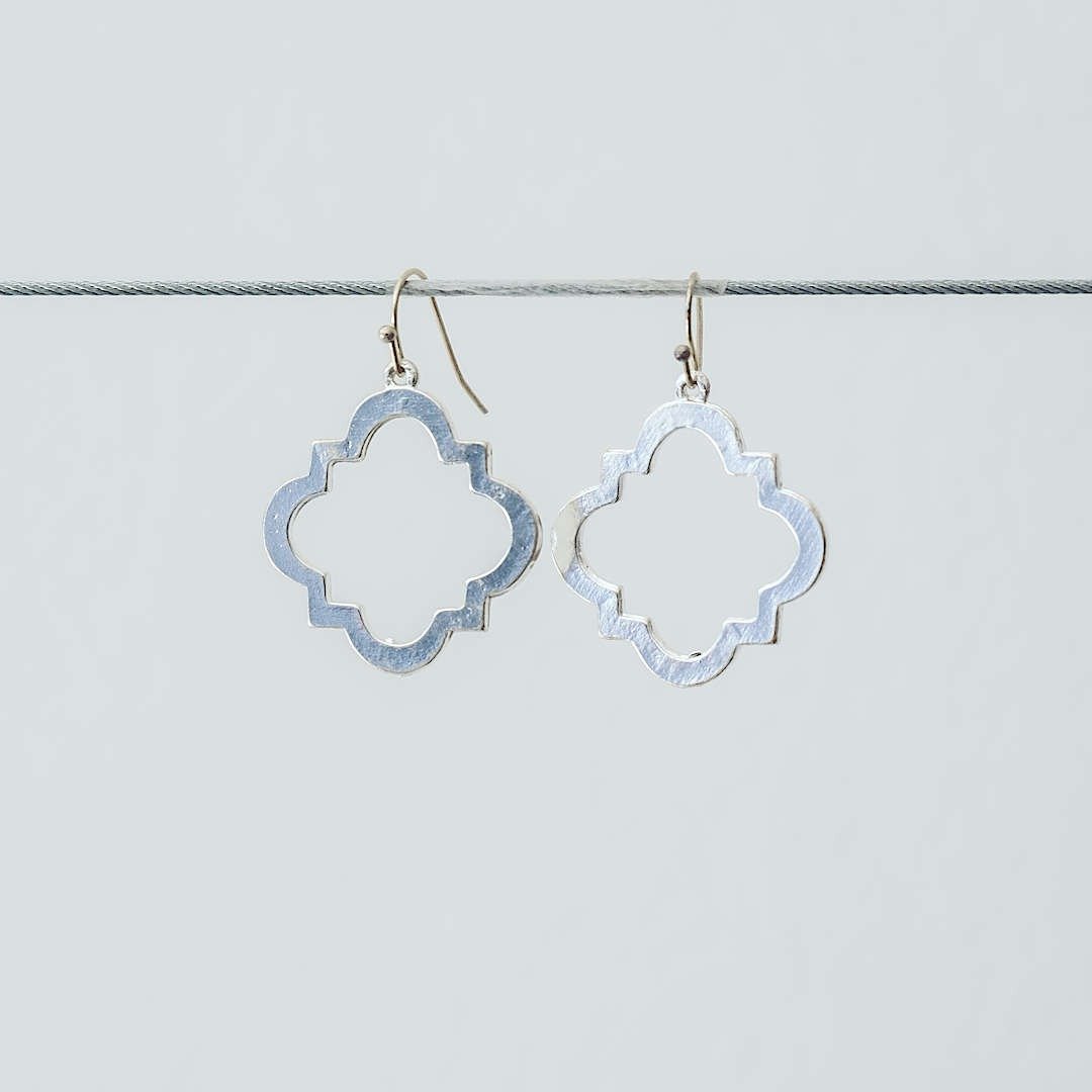 The Geometric Silver Earrings (piercing) - 耳环/耳夹 - 其他材质 多色