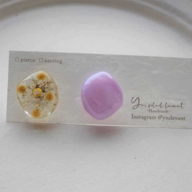 含羞草花耳环/粉色的耳环 - 耳环/耳夹 - 树脂 粉红色