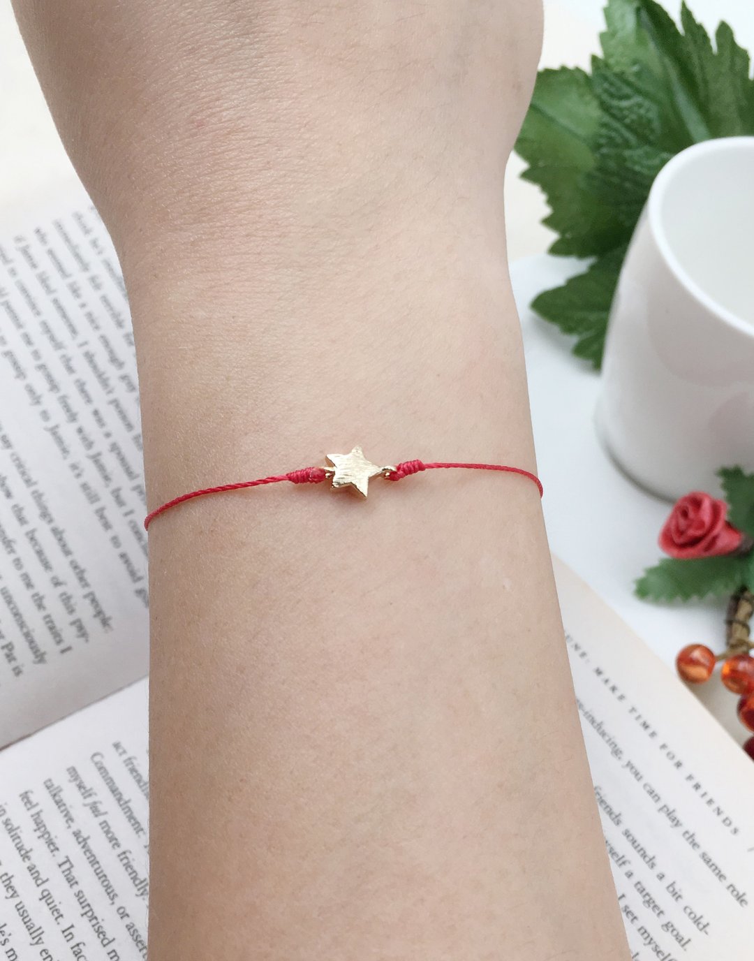 Le Bonheur Line 幸福线 金色饰品 发丝纹 星星  红线 手链 镀金 - 手链/手环 - 其他材质 红色