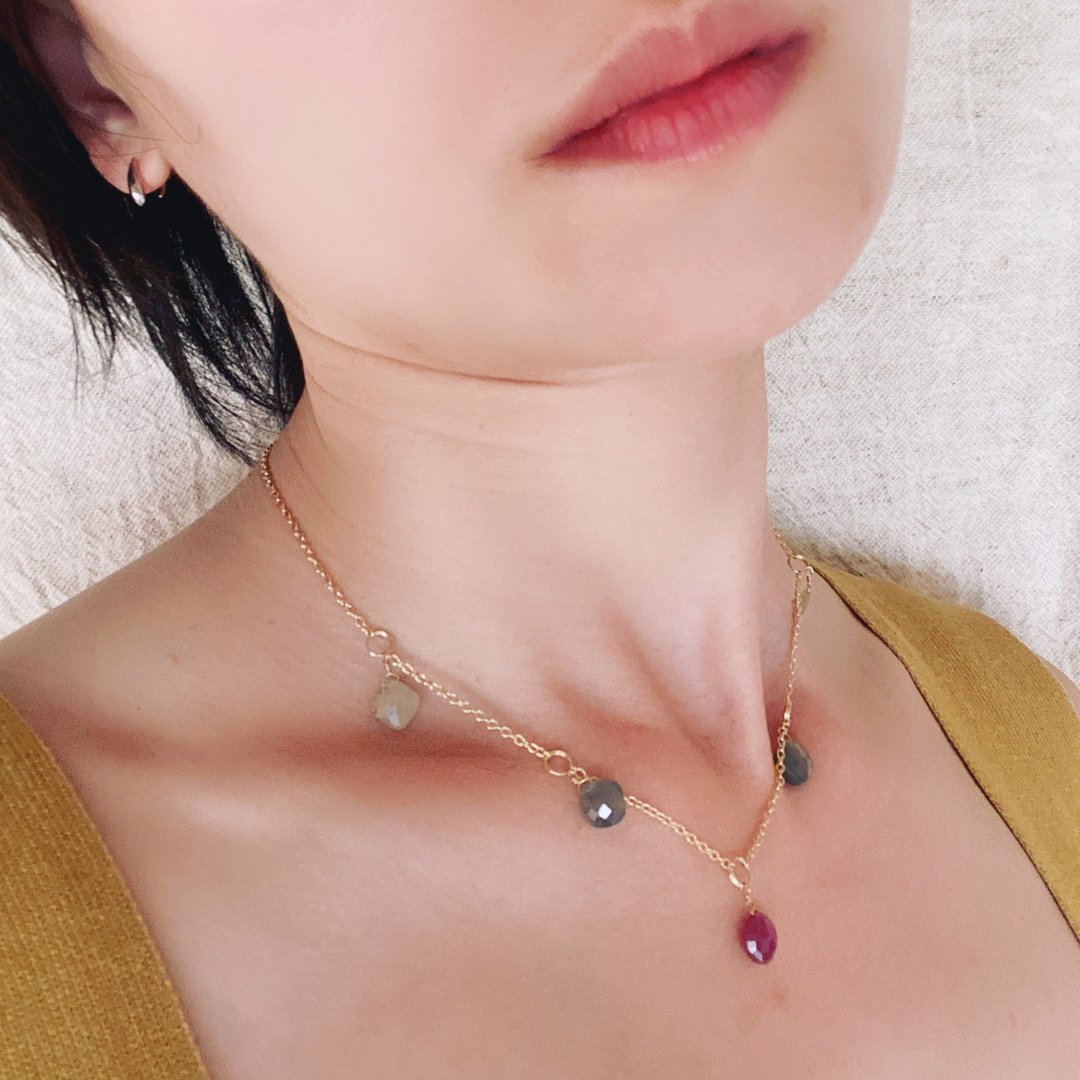 //隔壁有小姐// 14KGP 刚玉_16寸 颈链_Audrey - 项链 - 半宝石 金色