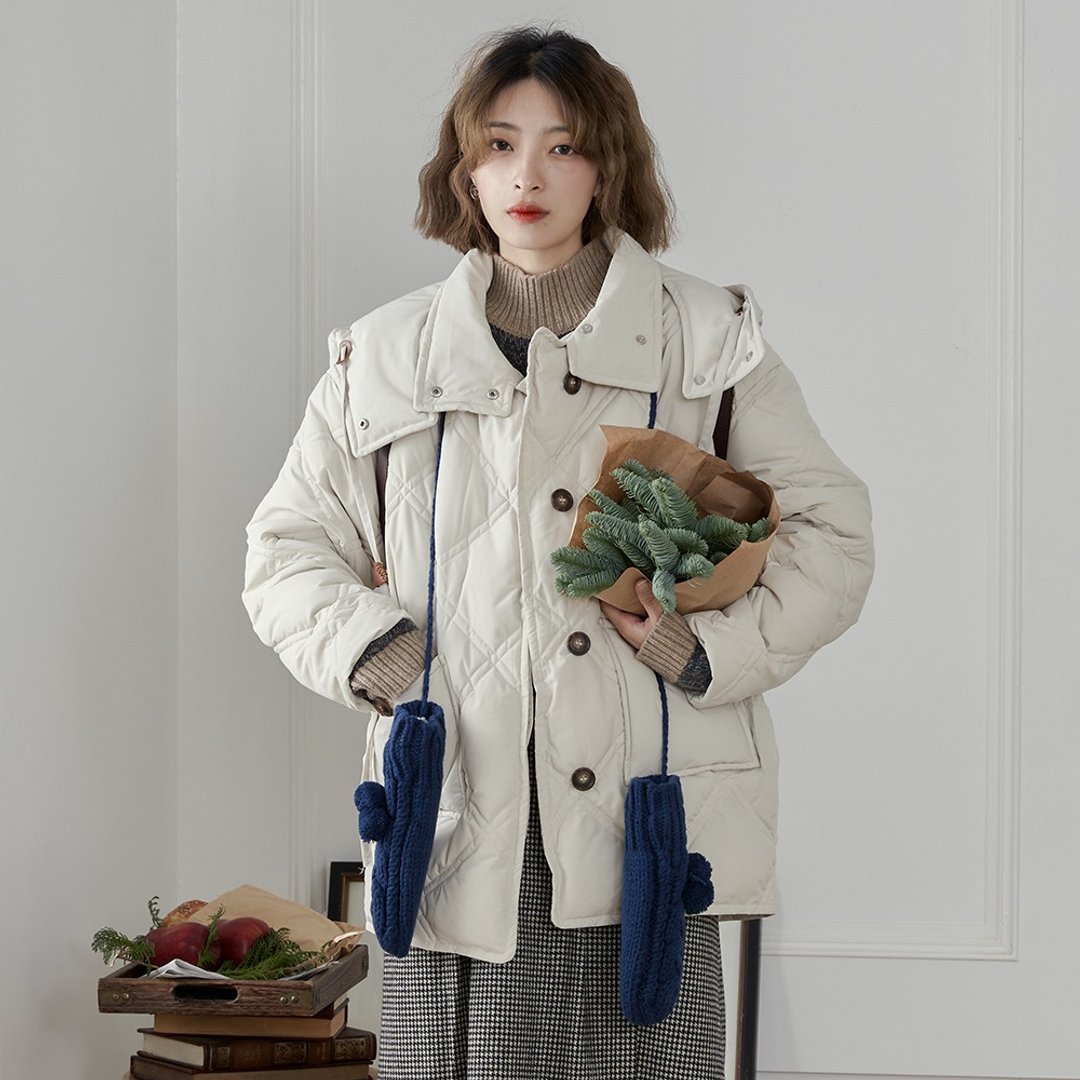 菱格线连帽羽绒服|外套|两色|冬款|Sora-1106 - 女装休闲/机能外套 - 聚酯纤维 多色