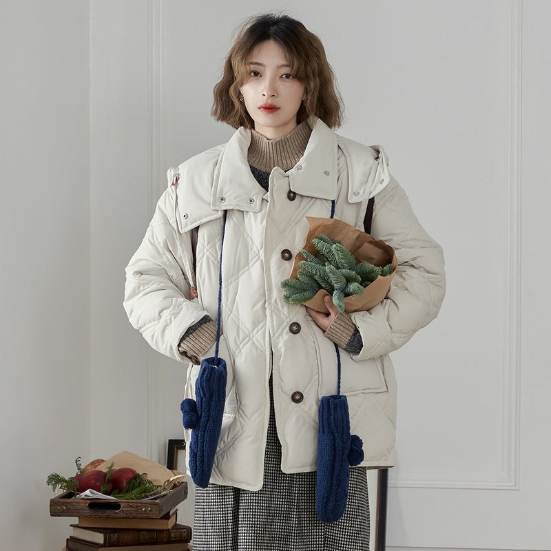 菱格线连帽羽绒服|外套|两色|冬款|Sora-1106 - 女装休闲/机能外套 - 聚酯纤维 多色