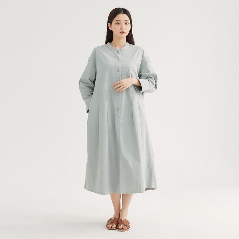 Simply Yours气质圆领长版洋装 灰F - 洋装/连衣裙 - 棉．麻 灰色