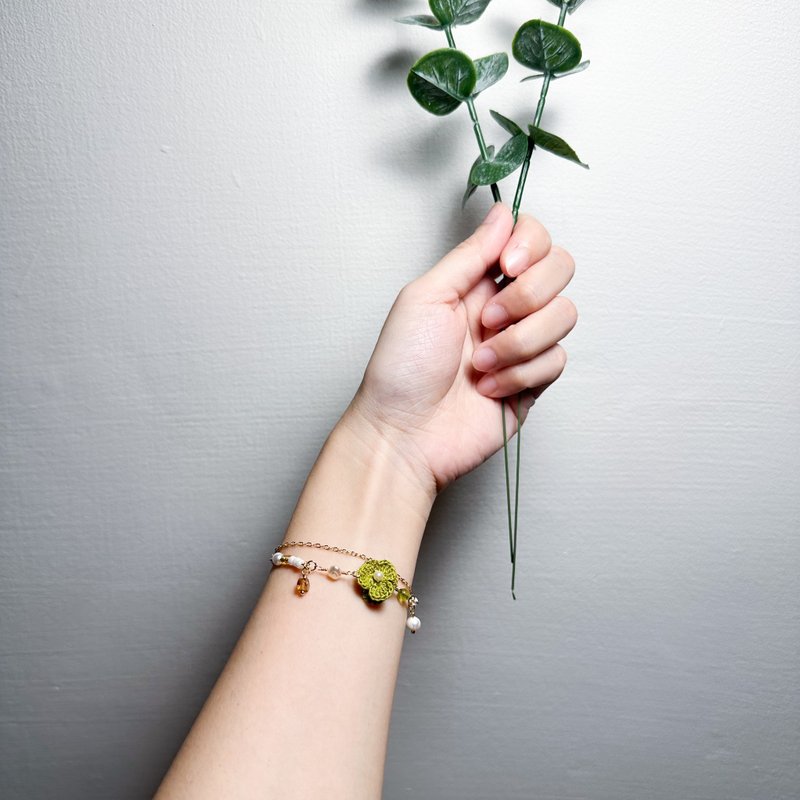 【原创手作】森语罗 手链 森林系 钩针 绿色 圣诞节 送礼 - 手链/手环 - 棉．麻 绿色