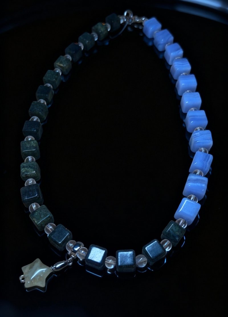 Crystal.EAA 设计款水晶项链 孤品 星落山海间 蓝纹 药王 柠檬 - 项链 - 水晶 蓝色