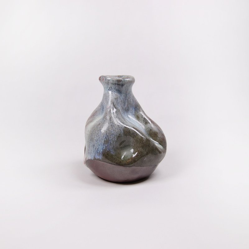 明芽窑 l 柴烧山磵意境灰釉花器一轮插 - 花瓶/陶器 - 陶 多色