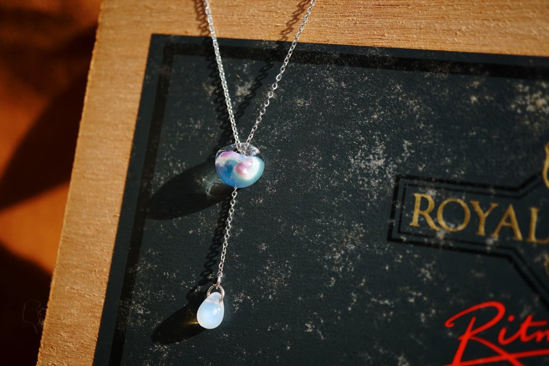 【缘起琉璃系列;斗鱼尾项链】日制防敏材质|透明感|简约长坠|Y字 - 项链 - 琉璃 多色