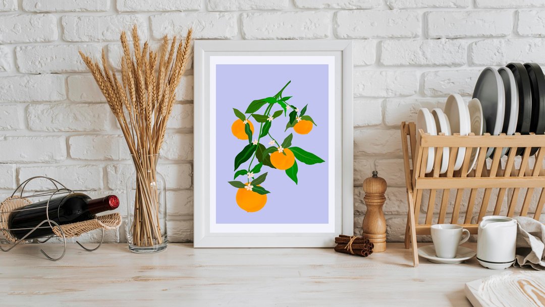 Mandarin poster, digital poster, digital download, citrus poster - 电子手绘真人画像/绘画/插画 - 其他材质 