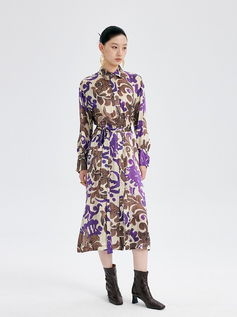 【印花】新中式复古中国风 真丝衬衫/连衣裙 - 洋装/连衣裙 - 其他材质 多色