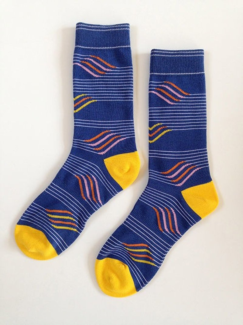 GillianSun Socks Collection 【HOT 热销款】025BL-Melody - 袜子 - 棉．麻 蓝色