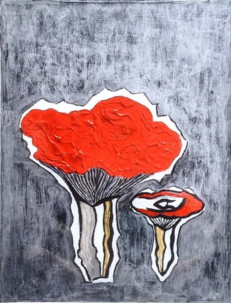 【蘑菇与我系列】朱(红) - 海报/装饰画/版画 - 纸 