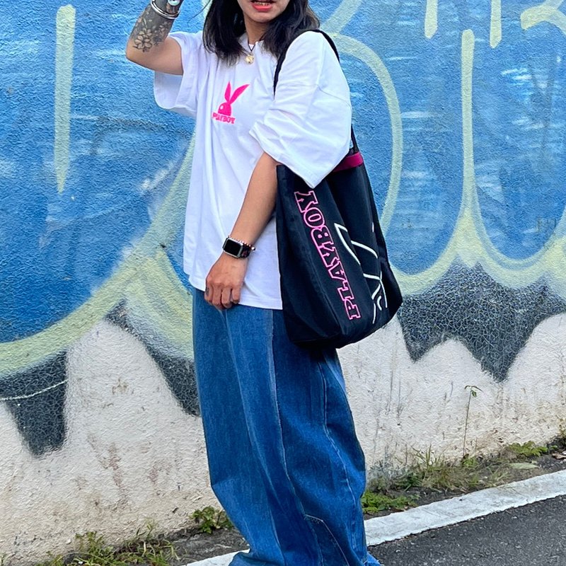 Hate Monday'' X PLAYBOY - 帆布袋(PBHM-SS23B18) - 手提包/手提袋 - 棉．麻 银色