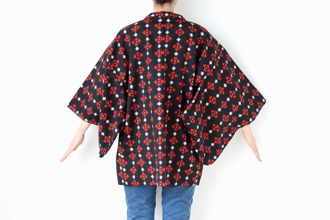 黑色羊毛和服，顶级复古，日式和服，日式古着 /3497 - 女装休闲/机能外套 - 聚酯纤维 黑色