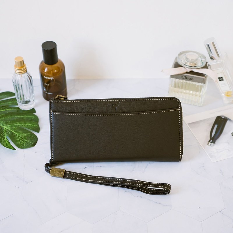 【礼盒】真皮拉链手拿长夹 X65039 黑 - 皮夹/钱包 - 真皮 黑色