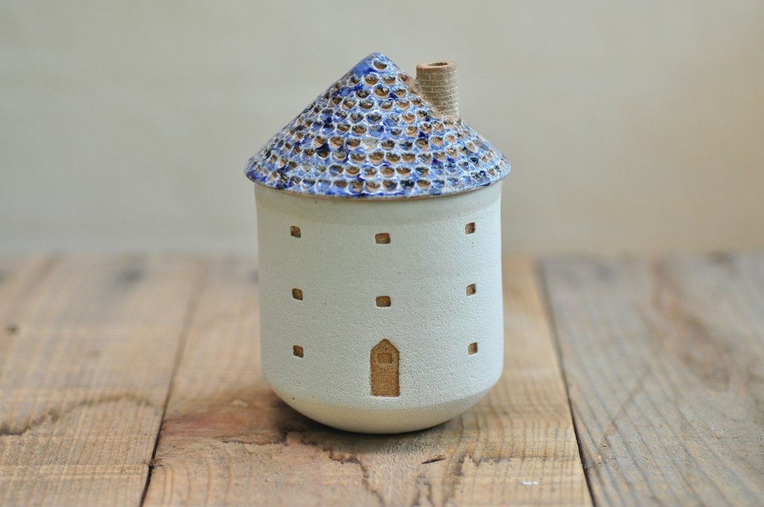 Teacup like a house / tall / blue - 茶具/茶杯 - 陶 蓝色