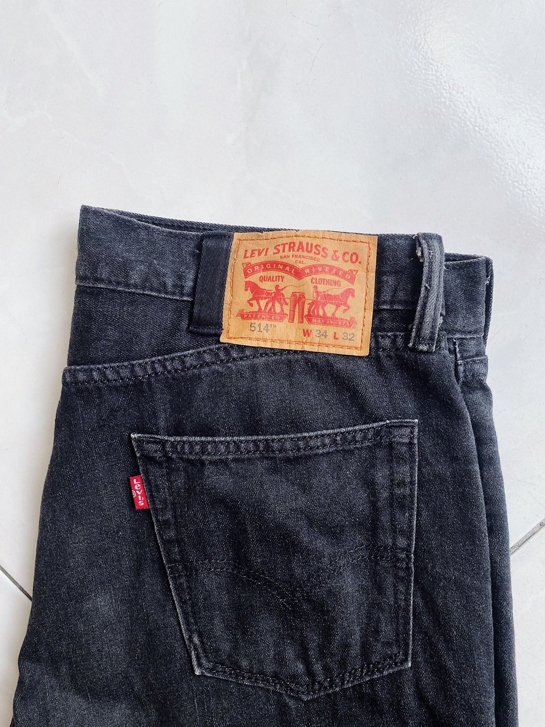 levis / 514 W34 灰黑微刷色 古着中高腰丹宁牛仔长裤 vintage - 男士长裤 - 棉 黑色