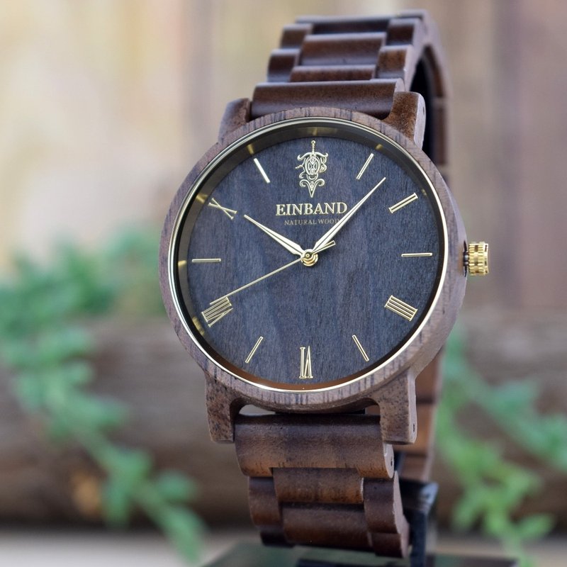EINBAND Reise Walnut & Gold 40mm  Wooden Watch - 对表/情侣表 - 木头 咖啡色