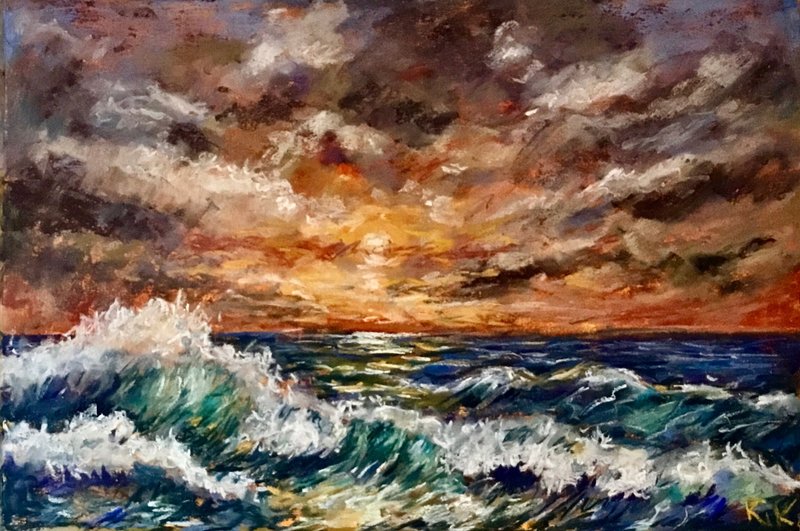 SUNBREAK – 原创海景画｜粉彩海洋艺术｜日落 - 墙贴/壁贴 - 其他材质 